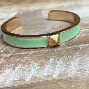 Mint Green Enamel Gold Tone Cuff Bracelet